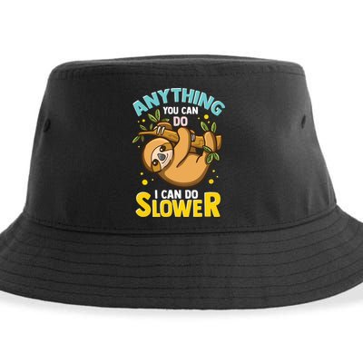 Anything You Can Do I Can Do Slower Lazy Sloth Sustainable Bucket Hat
