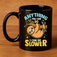 Anything You Can Do I Can Do Slower Lazy Sloth 11oz C Handle Ceramic Mug