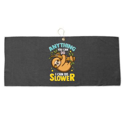 Anything You Can Do I Can Do Slower Lazy Sloth Large Microfiber Waffle Golf Towel