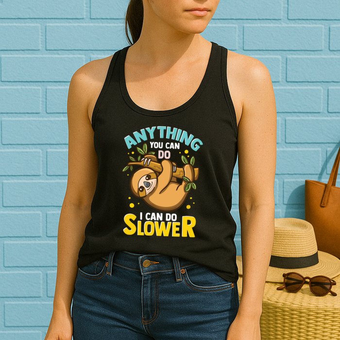 Anything You Can Do I Can Do Slower Lazy Sloth Womens Tank Top
