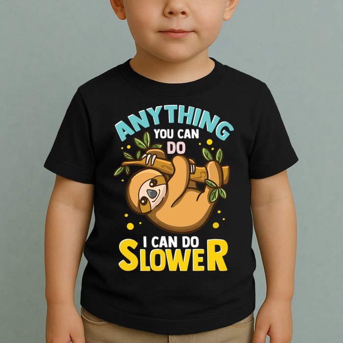 Anything You Can Do I Can Do Slower Lazy Sloth Toddler T-Shirt