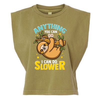 Anything You Can Do I Can Do Slower Lazy Sloth Garment-Dyed Women's Muscle Tee