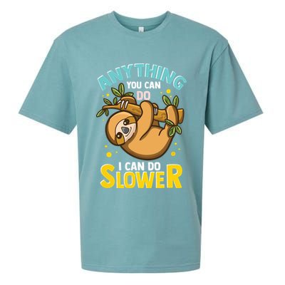 Anything You Can Do I Can Do Slower Lazy Sloth Sueded Cloud Jersey T-Shirt
