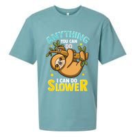 Anything You Can Do I Can Do Slower Lazy Sloth Sueded Cloud Jersey T-Shirt