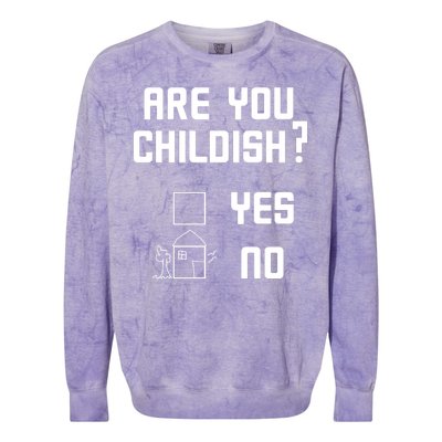 Are You Childish? Funny Adultish Cartoon Drawing Colorblast Crewneck Sweatshirt