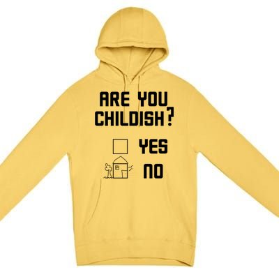 Are You Childish? Funny Adultish Cartoon Drawing Premium Pullover Hoodie