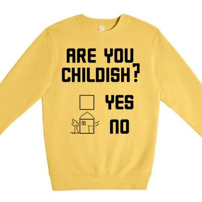 Are You Childish? Funny Adultish Cartoon Drawing Premium Crewneck Sweatshirt