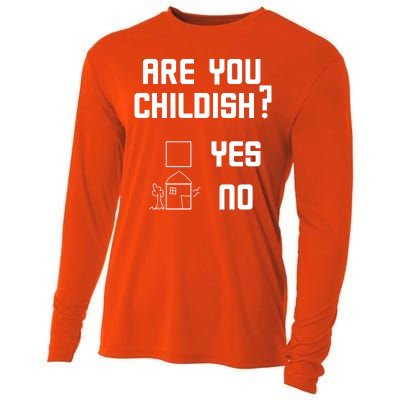 Are You Childish? Funny Adultish Cartoon Drawing Cooling Performance Long Sleeve Crew