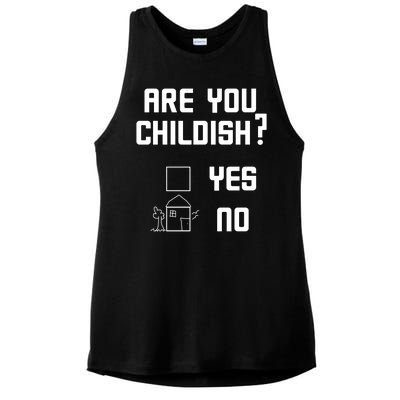 Are You Childish? Funny Adultish Cartoon Drawing Ladies PosiCharge Tri-Blend Wicking Tank