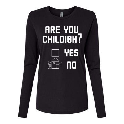 Are You Childish? Funny Adultish Cartoon Drawing Womens Cotton Relaxed Long Sleeve T-Shirt