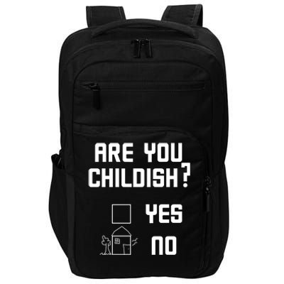 Are You Childish? Funny Adultish Cartoon Drawing Impact Tech Backpack