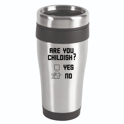Are You Childish? Funny Adultish Cartoon Drawing 16oz Travel Tumbler