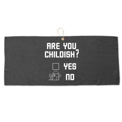 Are You Childish? Funny Adultish Cartoon Drawing Large Microfiber Waffle Golf Towel