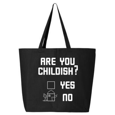 Are You Childish? Funny Adultish Cartoon Drawing 25L Jumbo Tote