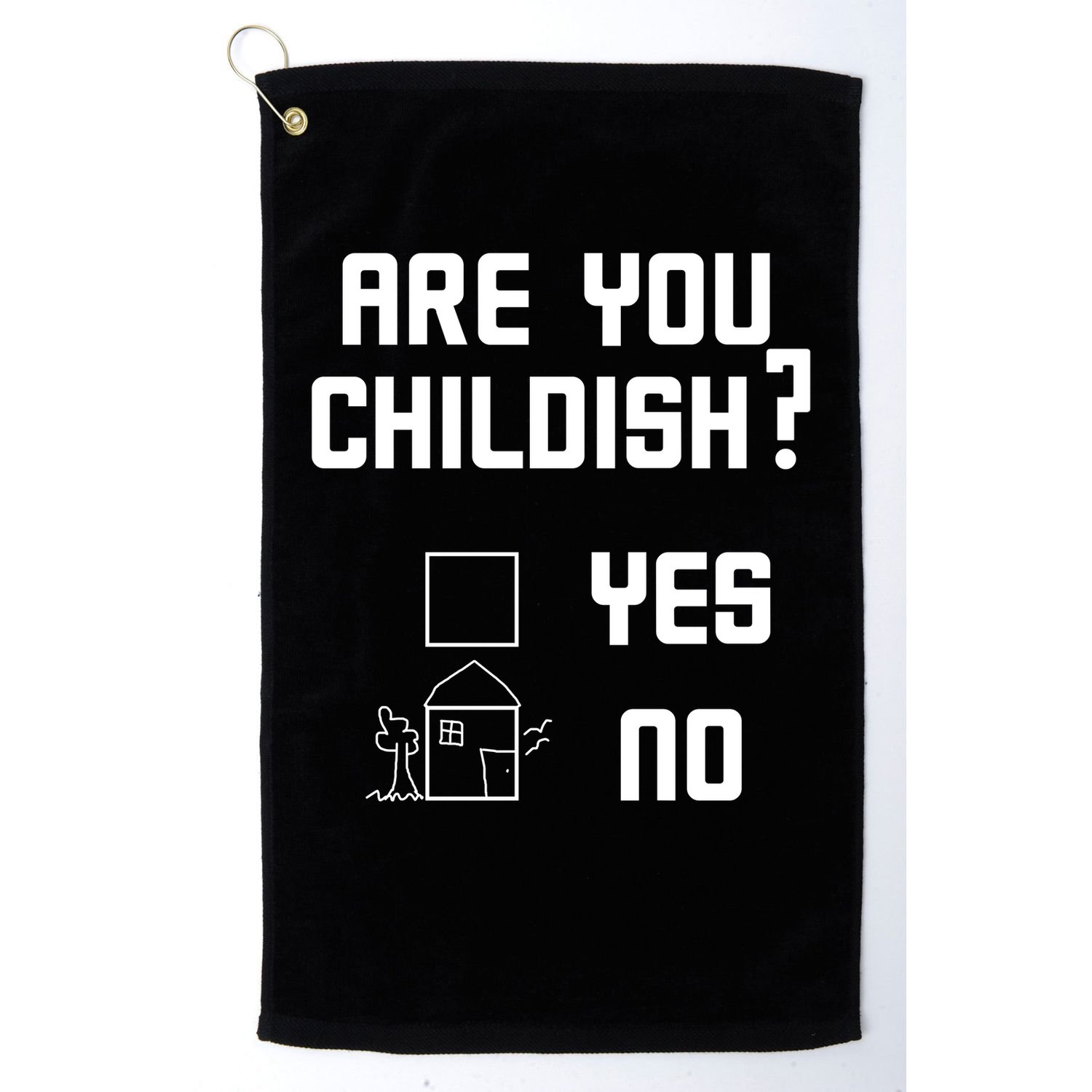 Are You Childish? Funny Adultish Cartoon Drawing Golf Towel