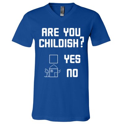 Are You Childish? Funny Adultish Cartoon Drawing V-Neck T-Shirt