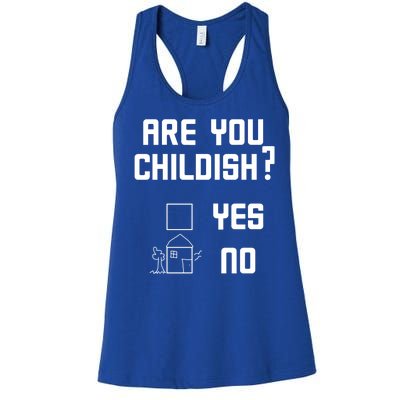 Are You Childish? Funny Adultish Cartoon Drawing Women's Racerback Tank