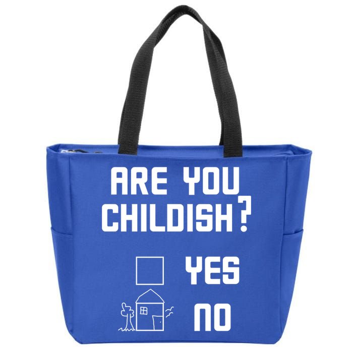 Are You Childish? Funny Adultish Cartoon Drawing Zip Tote Bag