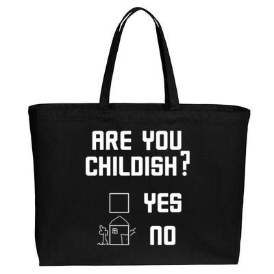 Are You Childish? Funny Adultish Cartoon Drawing Cotton Canvas Jumbo Tote