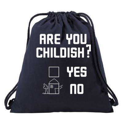 Are You Childish? Funny Adultish Cartoon Drawing Drawstring Bag