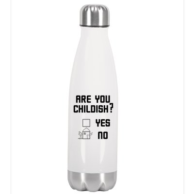 Are You Childish? Funny Adultish Cartoon Drawing Stainless Steel Insulated Water Bottle