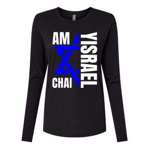 Am Yisrael Chai Israel Star Of David Womens Cotton Relaxed Long Sleeve T-Shirt