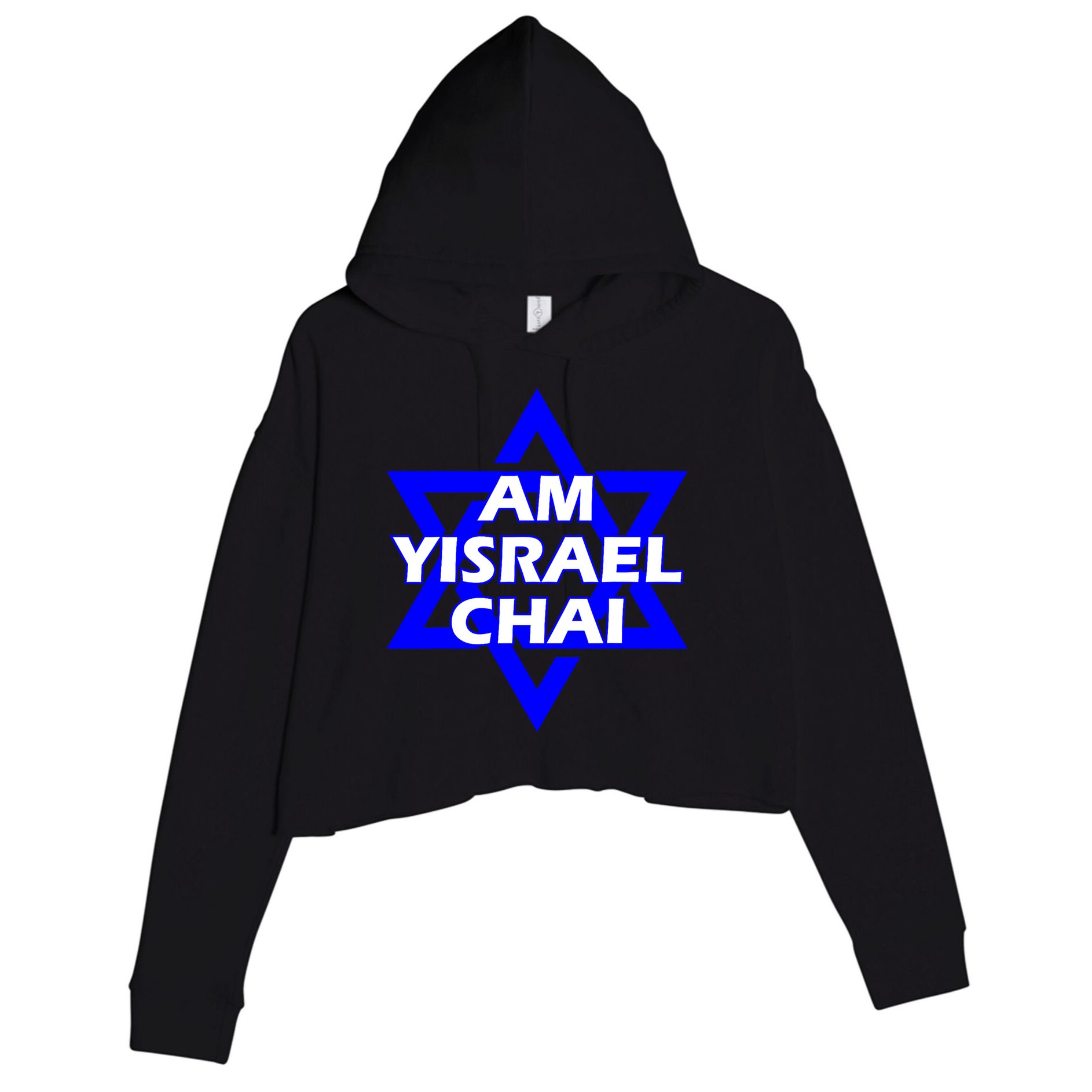 Am Yisrael Chai Israel Star Of David Crop Fleece Hoodie
