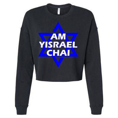 Am Yisrael Chai Israel Star Of David Cropped Pullover Crew
