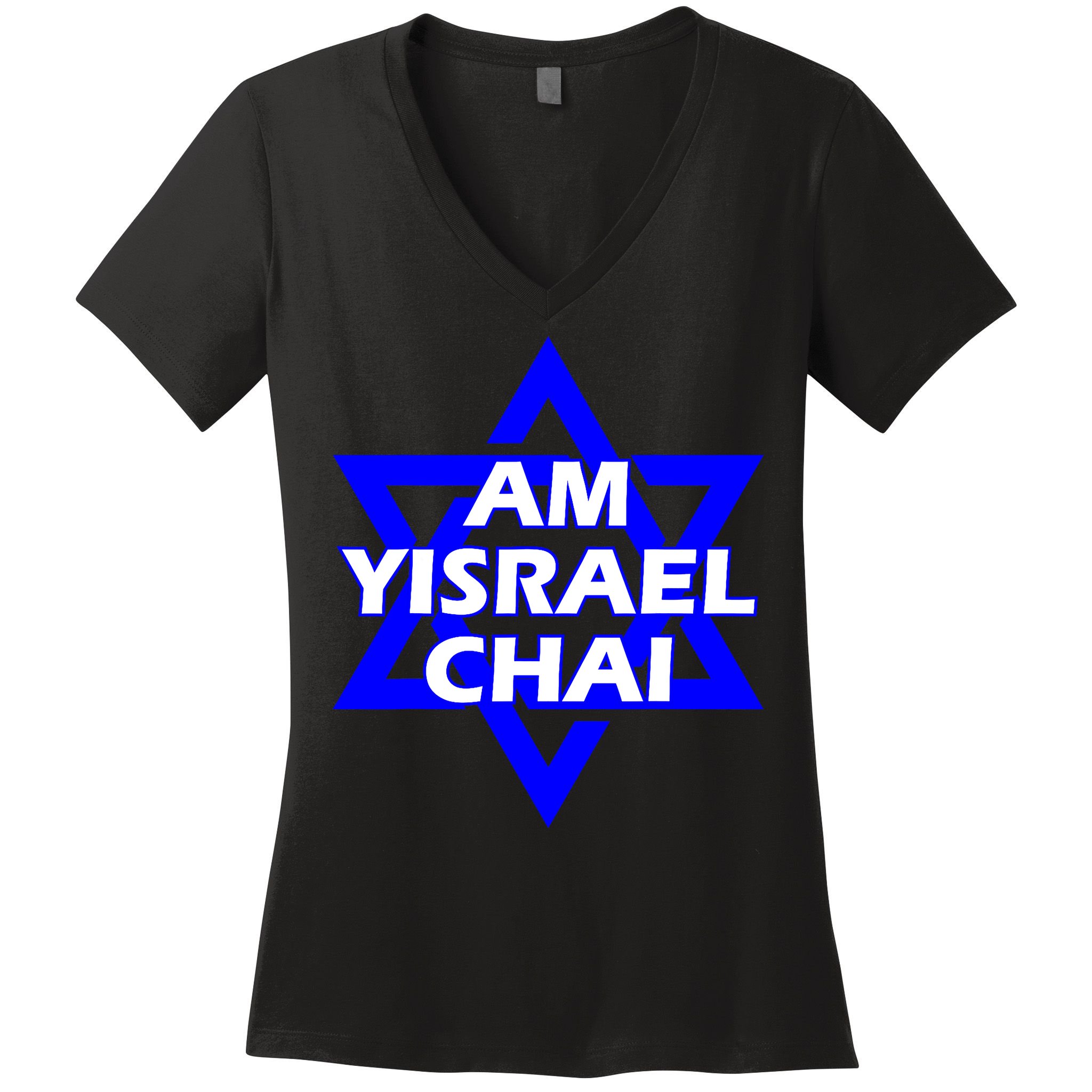 Am Yisrael Chai Israel Star Of David Women's V-Neck T-Shirt
