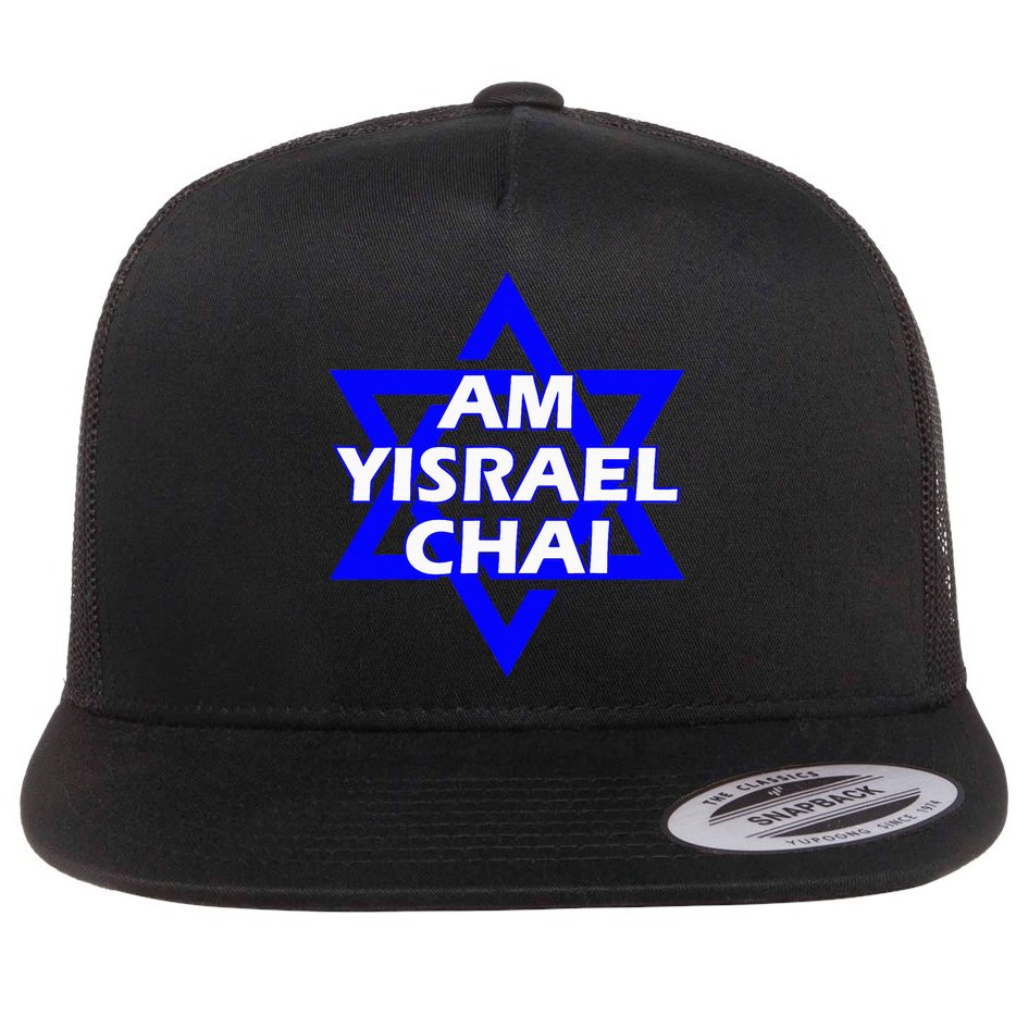 Am Yisrael Chai Israel Star of David Flat Bill Trucker Hat