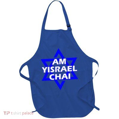 Am Yisrael Chai Israel Star of David Full-Length Apron With Pockets