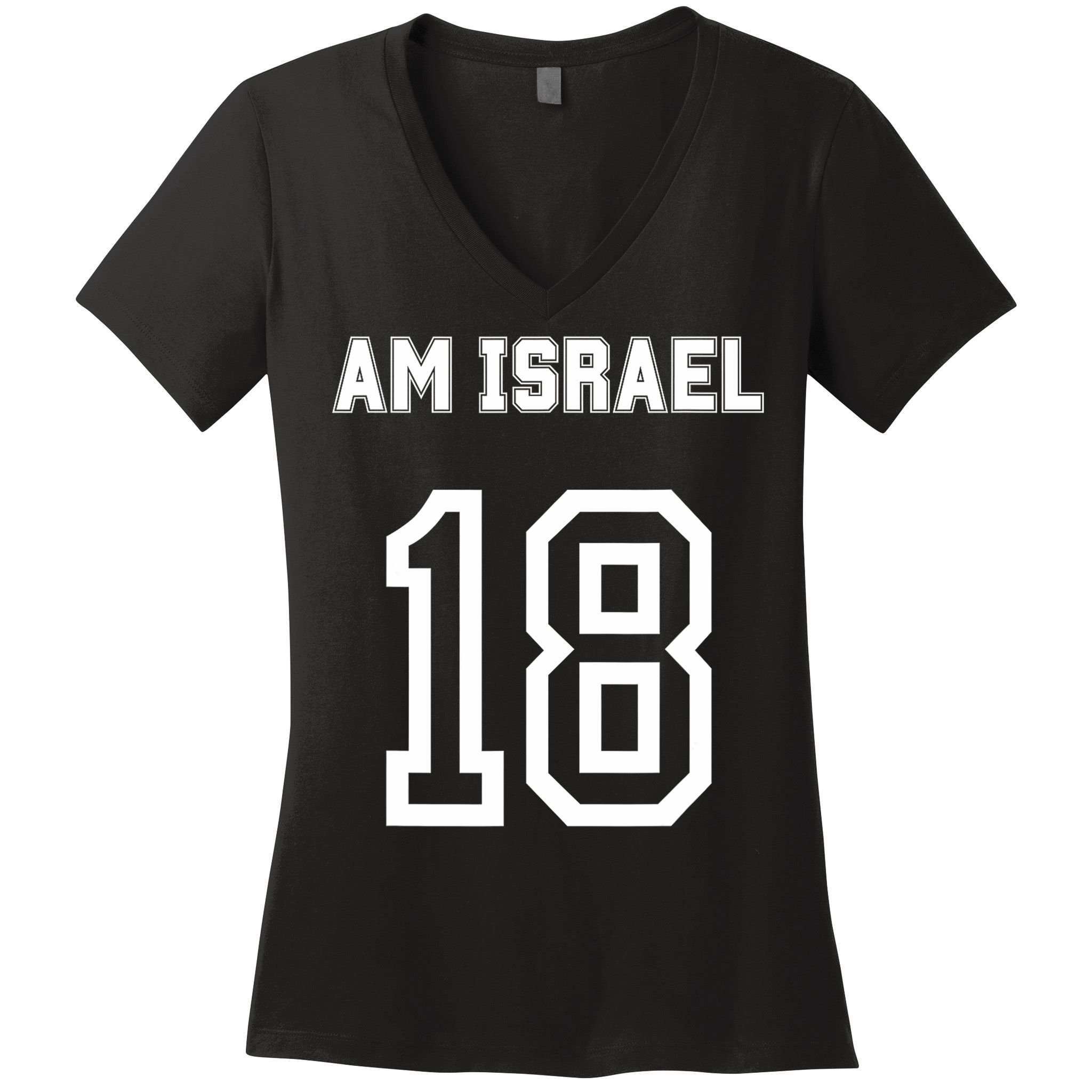 Am Yisrael Chai Israel 18 Jewish Magen David Hebrew Idf Women's V-Neck T-Shirt
