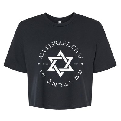 Am Yisrael Chai Israel 1948 Star Of David Hebrew Idf Jewish Bella+Canvas Jersey Crop Tee