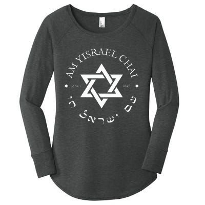 Am Yisrael Chai Israel 1948 Star Of David Hebrew Idf Jewish Women's Perfect Tri Tunic Long Sleeve Shirt