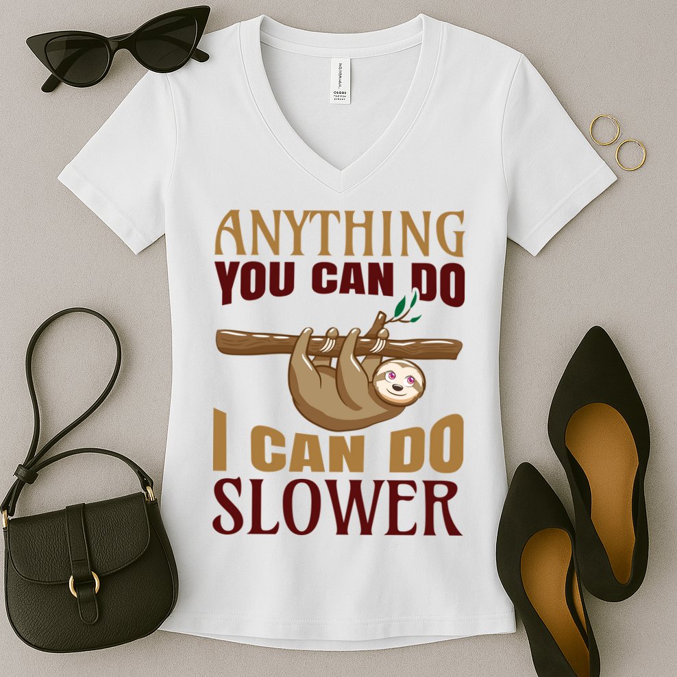 Anything You Can Do I Can Do Slower Women's V-Neck T-Shirt
