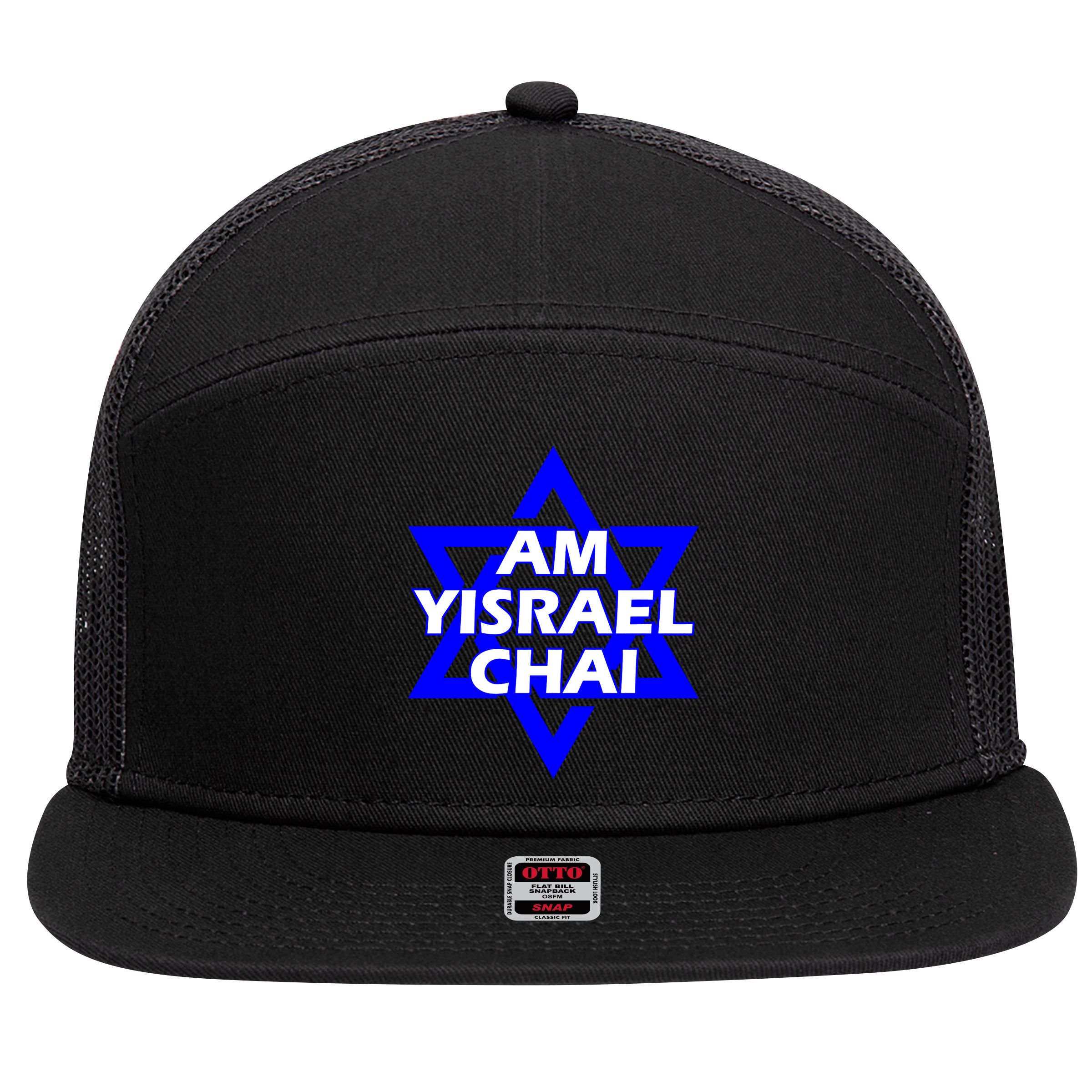Am Yisrael Chai Israel Star Of David Israel 7 Panel Mesh Trucker Snapback Hat