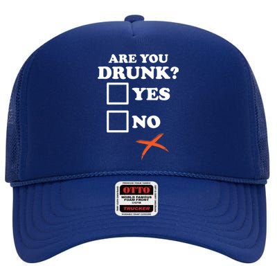 Are You Drunk Lazy Diy Halloween Costume Funny Ing Beer Great Gift High Crown Mesh Back Trucker Hat