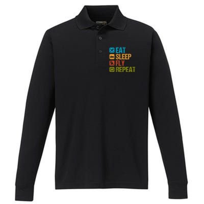 Aerial Yoga Eat Sleep Repeat Aerialist Trapeze Artist Cool Gift Performance Long Sleeve Polo