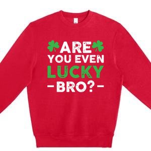 Are You Even Lucky Bro? St Patricks Day Cool Gift Premium Crewneck Sweatshirt