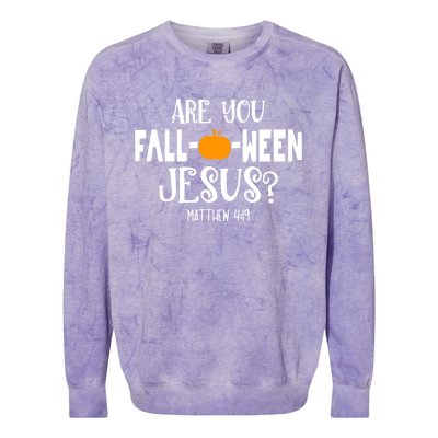 Are You FallOWeen Jesus Halloween Christian Pumpkin Lover Great Gift Colorblast Crewneck Sweatshirt