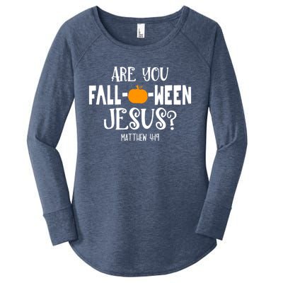 Are You FallOWeen Jesus Halloween Christian Pumpkin Lover Great Gift Women's Perfect Tri Tunic Long Sleeve Shirt