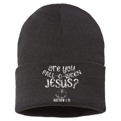 Are You Fall O Ween Jesus Halloween Christian Bible Verse Sustainable Knit Beanie