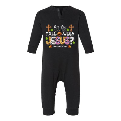 Are You Falloween Jesus Pumpkin Spooky Halloween Christian Funny Gift Infant Fleece One Piece