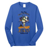 Are You Falloween Jesus Retro Halloween Pumpkin Spooky Gift Long Sleeve Shirt