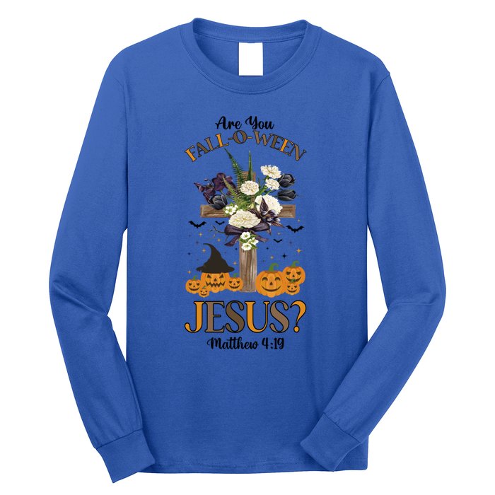 Are You Falloween Jesus Retro Halloween Pumpkin Spooky Gift Long Sleeve Shirt