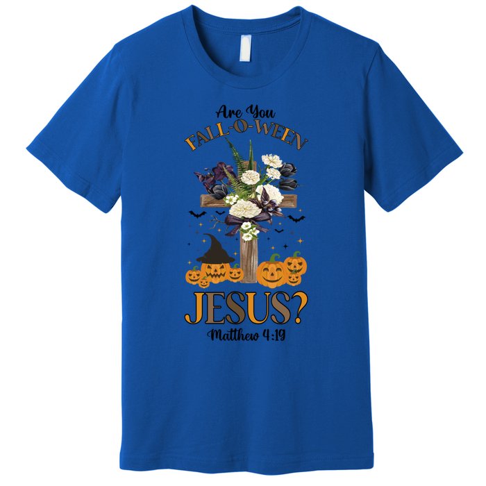 Are You Falloween Jesus Retro Halloween Pumpkin Spooky Gift Premium T-Shirt