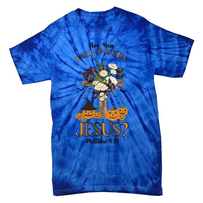 Are You Falloween Jesus Retro Halloween Pumpkin Spooky Gift Tie-Dye T-Shirt