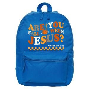 Are You Falloween Jesus Christian Halloween Pumpkin 16 in Basic Backpack