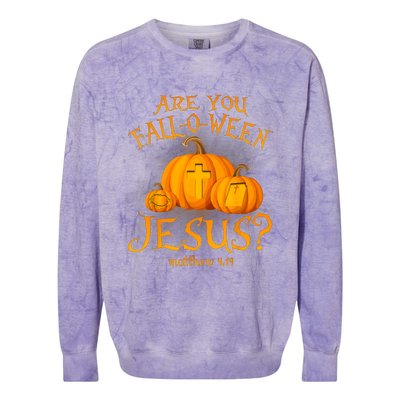 Are You Falloween Jesus Christian Halloween Pumpkin Colorblast Crewneck Sweatshirt