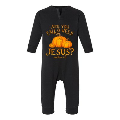 Are You Falloween Jesus Christian Halloween Pumpkin Infant Fleece One Piece